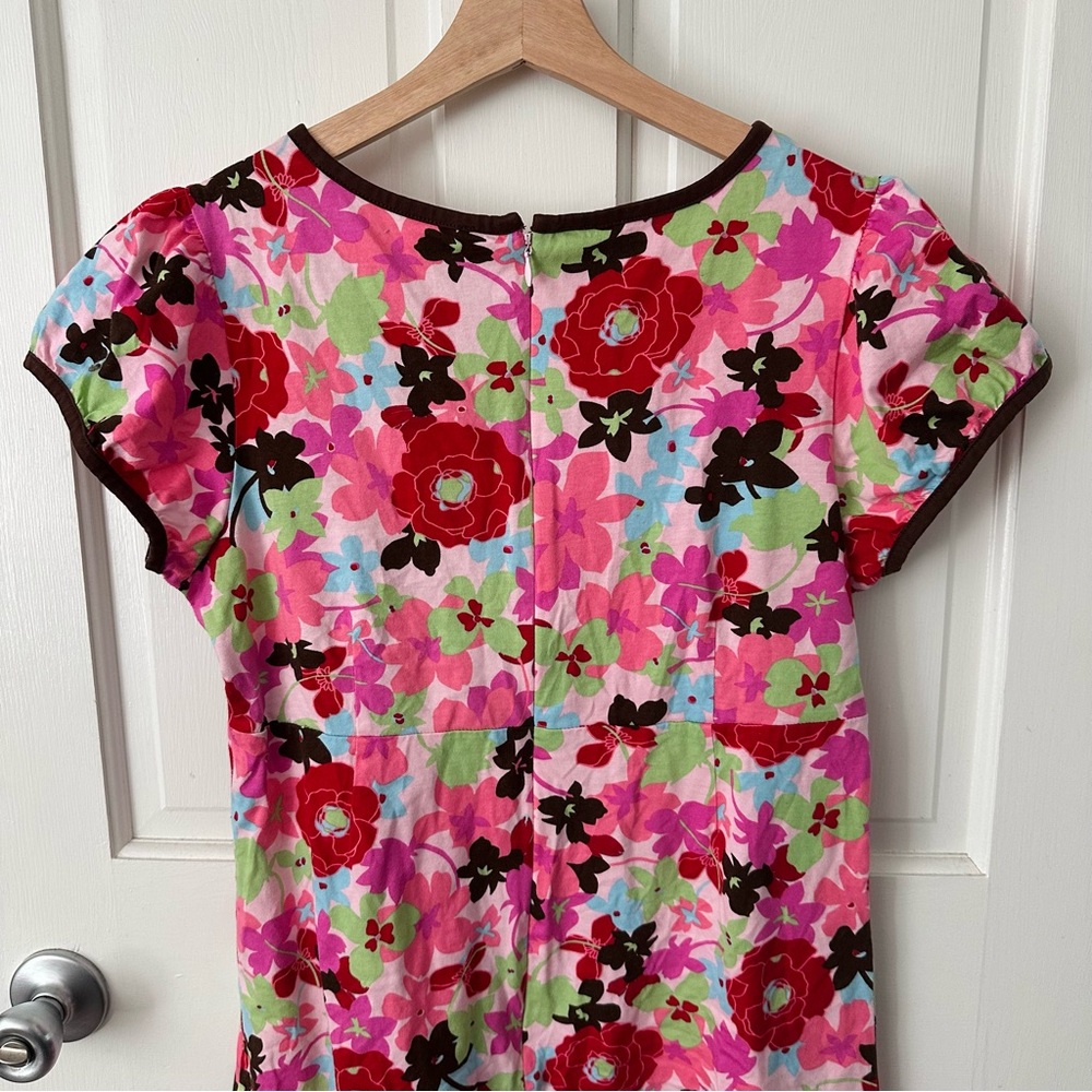 Hanna Andersson Women’s Pink Floral V-Neck Fit & Flare Dress Short Sleeve Size M - Picture 4 of 10